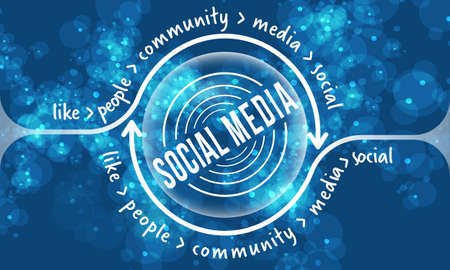 Futuristic colored abstract background and social media symbolのイラスト素材