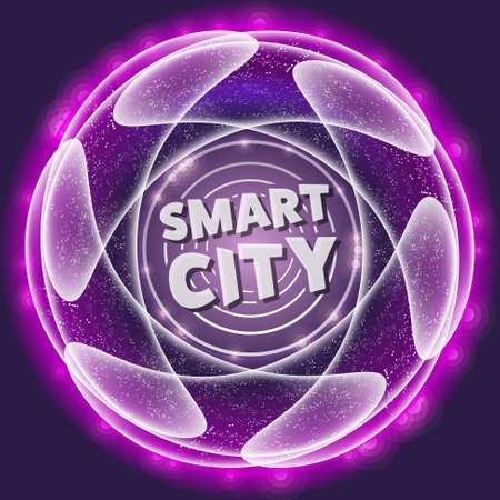 Vector abstract object with smart city iconのイラスト素材