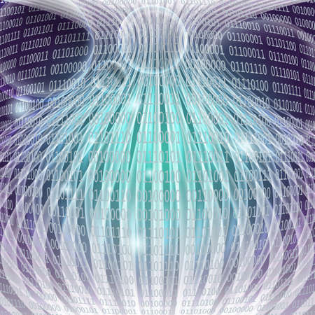 Vector modern abstract background with transparent bubbles and smart world headline