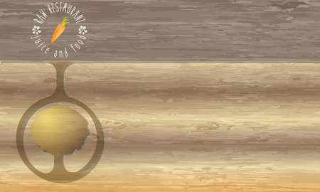 Raw restaurant icon and wooden backgroundのイラスト素材