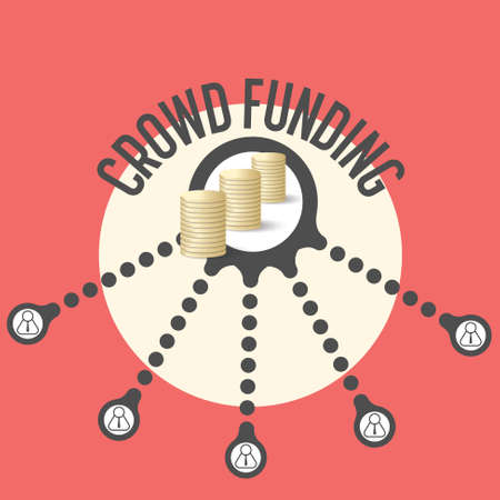 Vector circular object with theme of crowd funding
