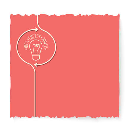 Red slip of paper and icon of bulbのイラスト素材