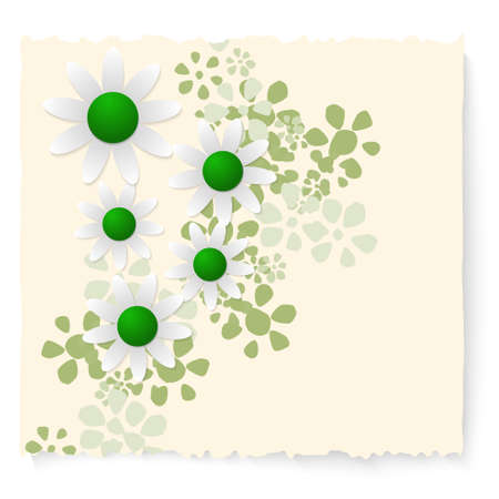 Yellow slip of paper and white flowersのイラスト素材