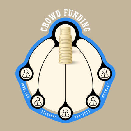 Colored info graphic with theme of crowd fundingのイラスト素材