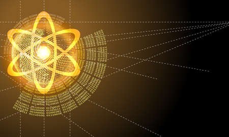 Vector abstract background with circular binary code and science symbolのイラスト素材
