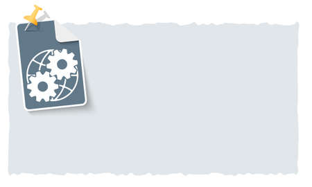 Slip of paper and globe and cogwheelsのイラスト素材