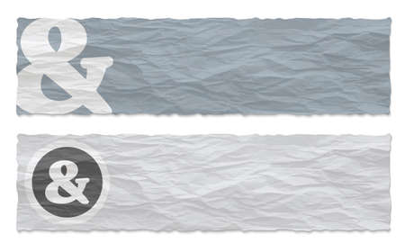 Two colored banners of crumpled paper and ampersandのイラスト素材