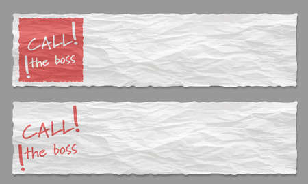 Set of two banners with crumpled paper and the words call the bossのイラスト素材