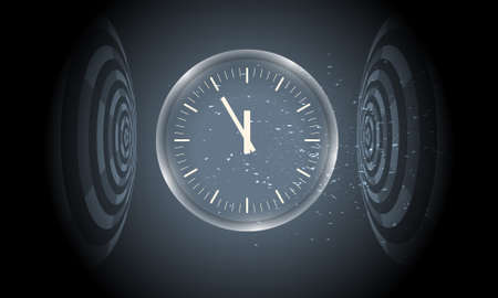 Vector futuristic background with circular objects and watchesのイラスト素材