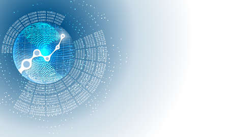 Vector abstract background with circular binary code and graphのイラスト素材