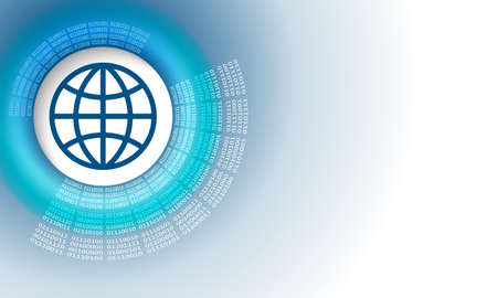 Vector abstract background with circular binary code and globeのイラスト素材