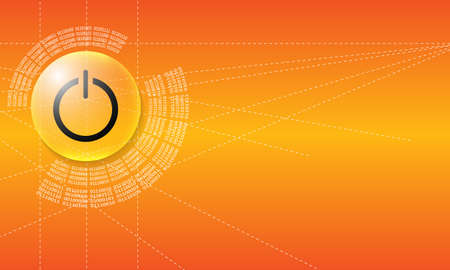 Vector abstract background with a circular binary code and power button