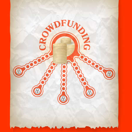 Crumpled paper with theme of crowd fundingのイラスト素材