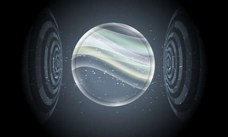 futuristic background with transparent circular objects