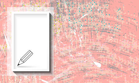 Vector scratched background and white frame and pencilのイラスト素材
