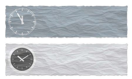 Two colored banners of crumpled paper and watchesのイラスト素材