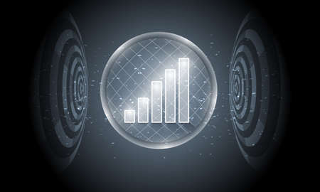 Vector futuristic background with transparent circular objects and chartのイラスト素材