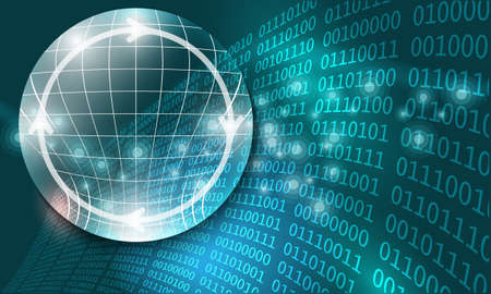 Futuristic abstract background and binary code and arrows in circleのイラスト素材