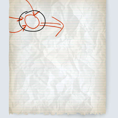 Vector crumpled lined paper and hand written infographicsのイラスト素材