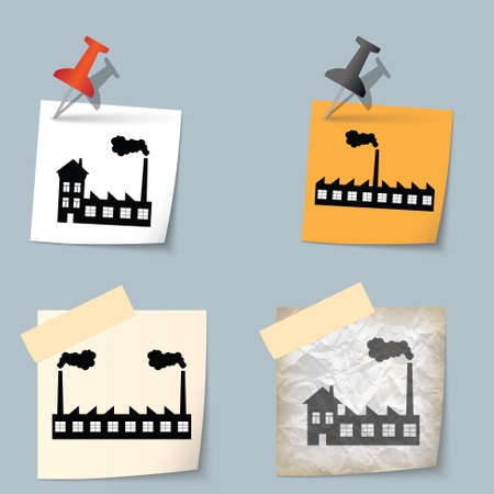 Four different notes with a pin and sticky tapeのイラスト素材