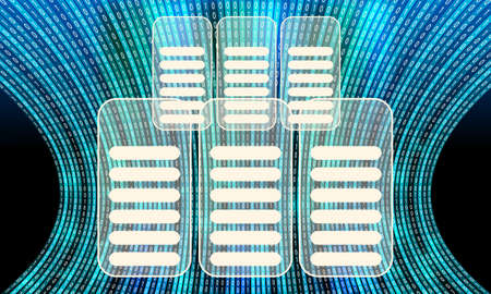 Futuristic vector backdrop and binary code and cloud storage