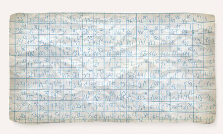 Crumpled graph paper and hand written numbersのイラスト素材