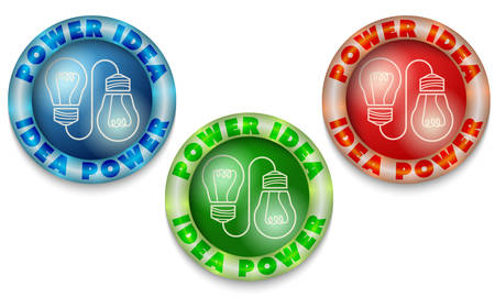 Three icons with color back light and idea symbolのイラスト素材