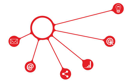 Red info graphic with theme of internet marketingのイラスト素材