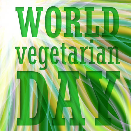 Abstract background with colored waves and the words world vegetarian dayのイラスト素材