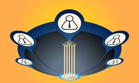 Colored info graphic with theme of bankingのイラスト素材