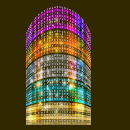Futuristic skyscrapers with abstract binary codeのイラスト素材