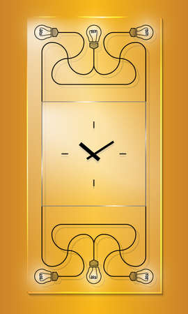 Watches and glass panel with bulb symbolのイラスト素材