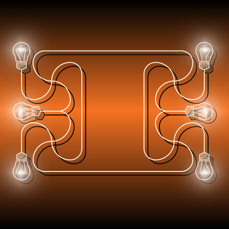 Vector objects  with bulbs and the words informatics, computingのイラスト素材