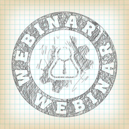 Vector hand written webinar icon and graph paperのイラスト素材