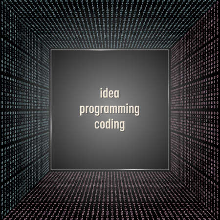 Vector abstract background with binary code and the words idea, programming, codingのイラスト素材