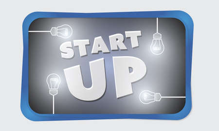 Blue frame and headline start up with lightsのイラスト素材