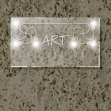 Background of marble with glass panel and the words art exhibitionのイラスト素材