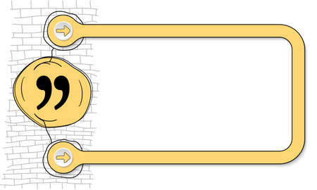 Yellow frame for text and hand written quotation markのイラスト素材
