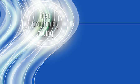 Vector abstract background with the words idea, coding, programing and circular lightsのイラスト素材