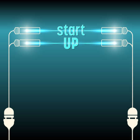 Bulb symbol with the words start upのイラスト素材