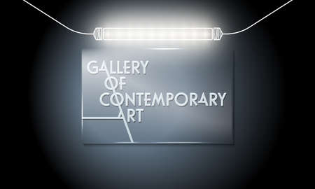 Glass panel with the words gallery of contemporary art and lightsのイラスト素材