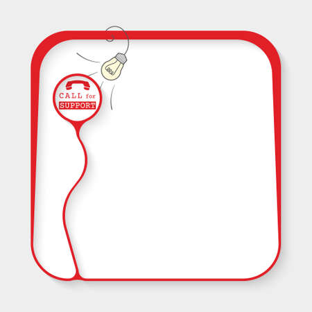 Red box for fill your text and phone icon with the words call for supportのイラスト素材