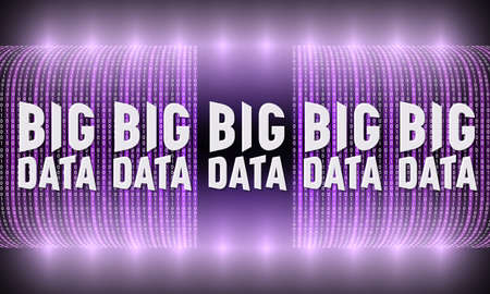 Violet futuristic vector backdrop with binary code and the words big data