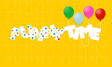 Vector inscription funny time and colorful balloonsのイラスト素材