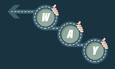 Vector illustration concept for printed materials, website, promotional materials. The hands hold inscription The way.のイラスト素材