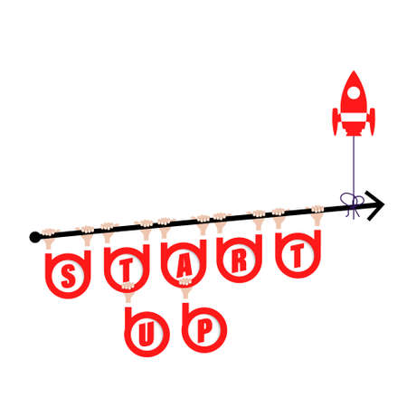 Vector concept illustration for printed materials, website, promotional materials with theme of startupのイラスト素材