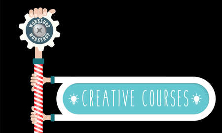 Vector concept illustration for printed materials, website, promotional materials with theme of workshop.のイラスト素材