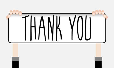 Hands holding inscription thank you. Vector illustration concept for  printed materials, website, promotional materials.のイラスト素材