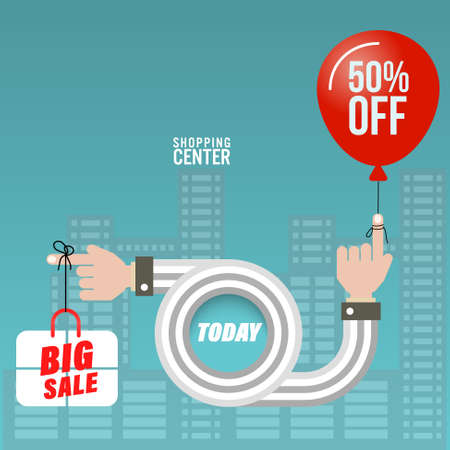Special offer for today. Big sale at 50%. Vector concept illustration for printed materials, website, promotional materials.のイラスト素材
