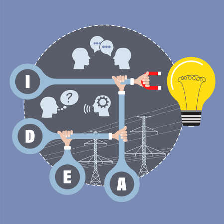 Blue theme of idea. Vector abstract concept illustration for  printed materials, website, promotional materials.のイラスト素材